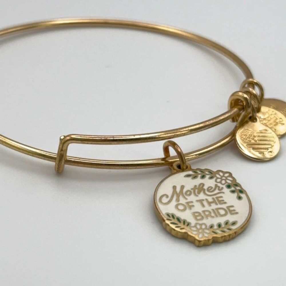 Alex and Ani Mother of the Bride Expandable Charm Bangle Bracelet - Gold Tone